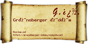 Grünsberger Ádám névjegykártya